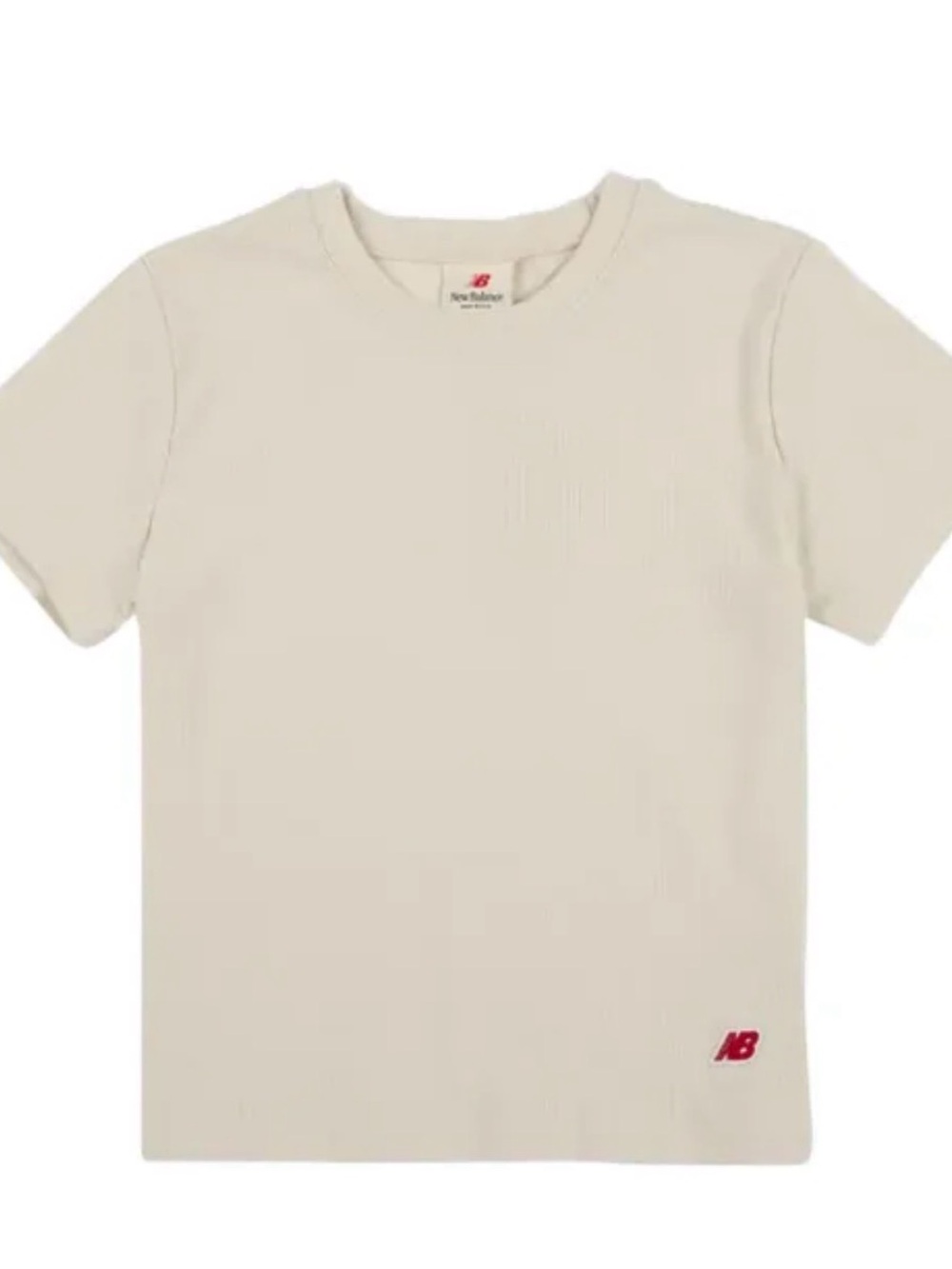 New Balance womens Cream Short Sleeve Tee with Red Logo